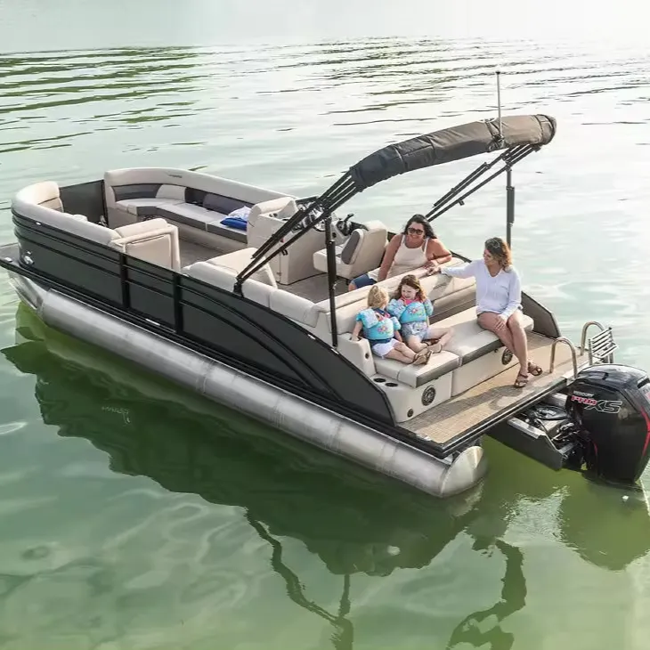 Di lusso Tritoon RC pontone barca 19ft-27ft in fibra di vetro barca da pesca festa Sport Yacht alluminio scafo motore fuoribordo CE