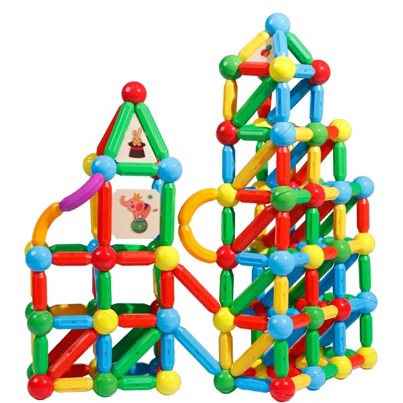 Pabrik langsung grosir anak-anak blok mainan 3d diy perakitan 103 buah tongkat magnet mainan