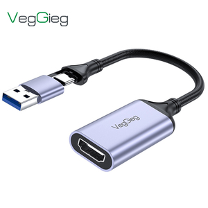 Veggieg HDMI 4k至USB 3.0 USB C 1080P 60FPS采集卡，用于流视频录制游戏OBS视频采集 - Product Image 1