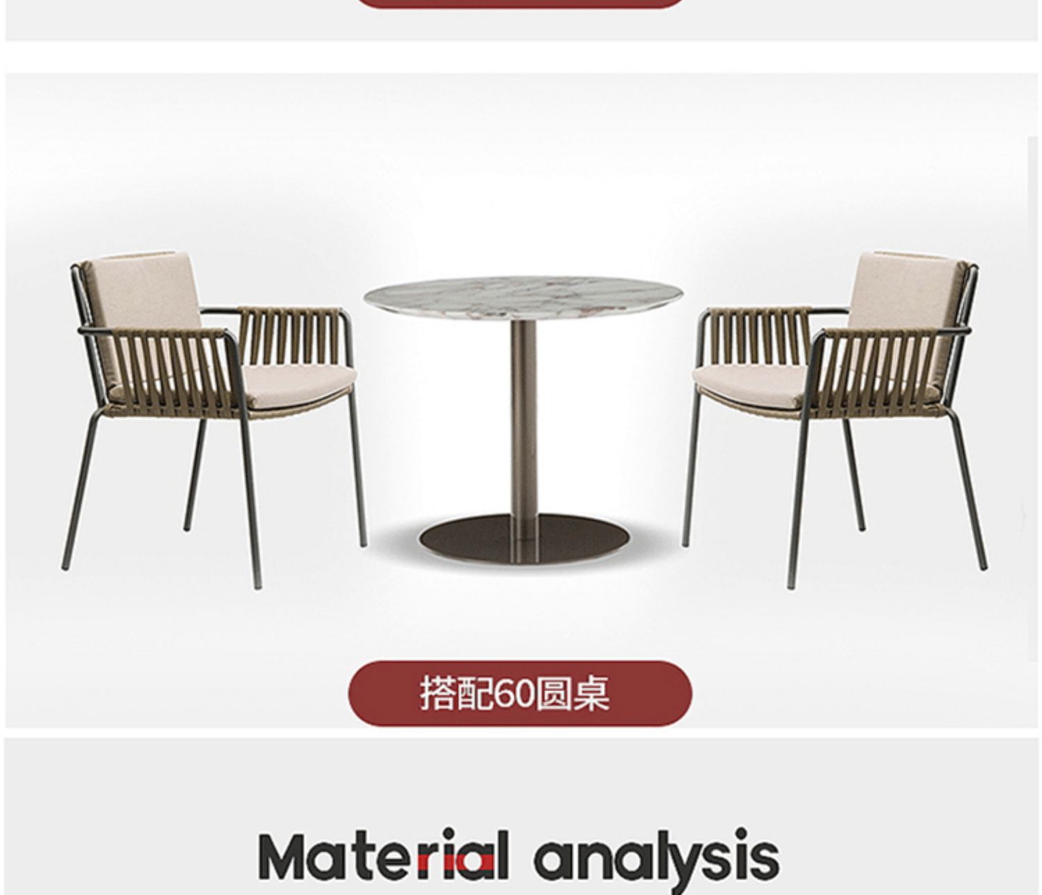 White d60cm round table+two chairs