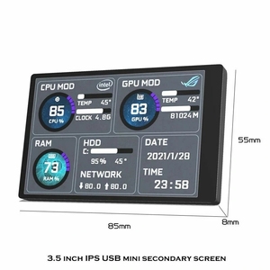 3.5 Inch IPS <strong>TYPE</strong>-C Secondary Screen <strong>CPU</strong> GPU RAM HDD Monitoring USB Display Freely AIDA64 for Mini ITX Case Support <strong>Raspberry</strong> <strong>Pi</strong>