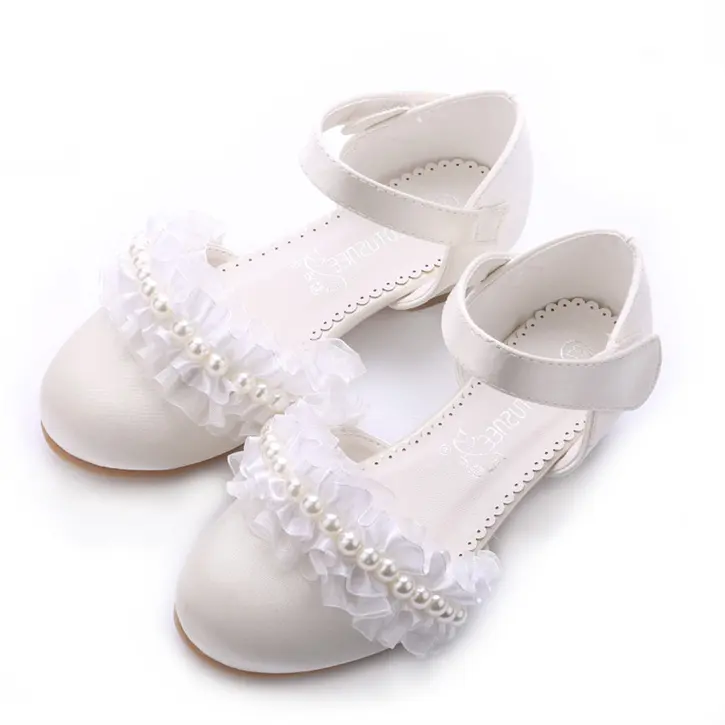 Scarpe eleganti da bambina per bambina scarpe da sposa per bambina di fiori scarpe con tacco formale per occasioni speciali bianche