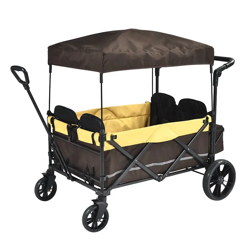 Chariot de poussette pliable 4 places avec roues Er pour bébé et enfant, nouvelle couleur d'usine