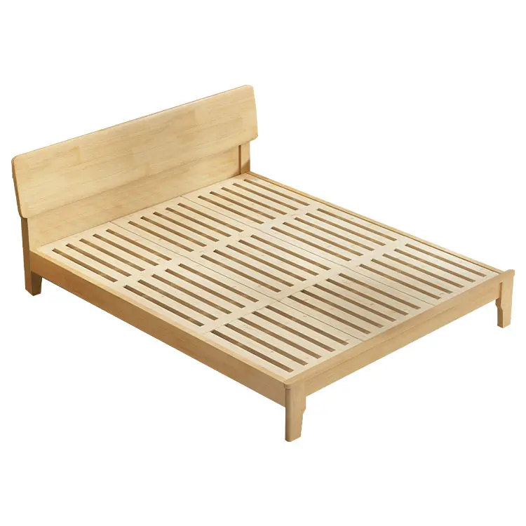 Cama de madera maciza para dormitorio ordic, cama doble moderna y sencilla para hotel y apartamento