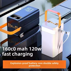 160000mAh <strong>QC3.0</strong> 120W High Capacity <strong>Power</strong> <strong>Bank</strong> 4 USB 2 Type C &amp; Micro USB LED Display Fast Charging Outdoor-friendly Type-C Cable - Product Image 5