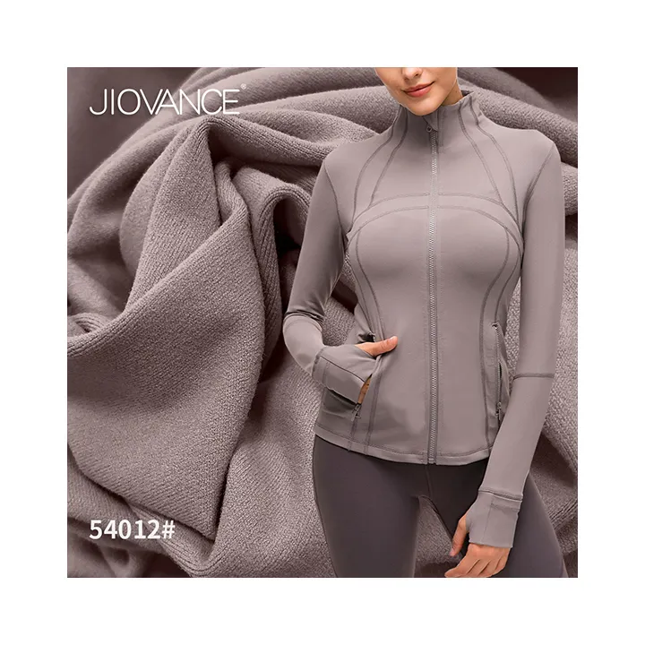 Customized Products Women Fitness Yoga Wear Fabric Zipper Long Clothing Jackets Fabric
