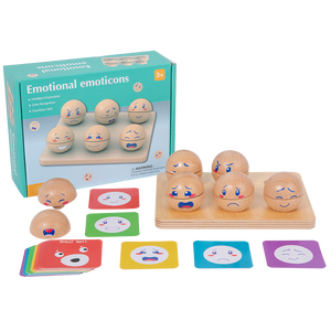 Wooden Emotion Expression Round Ball Game Baby Expression Matching Card Puzzle Children's Early Education <strong>Toy</strong> - Product Image 1