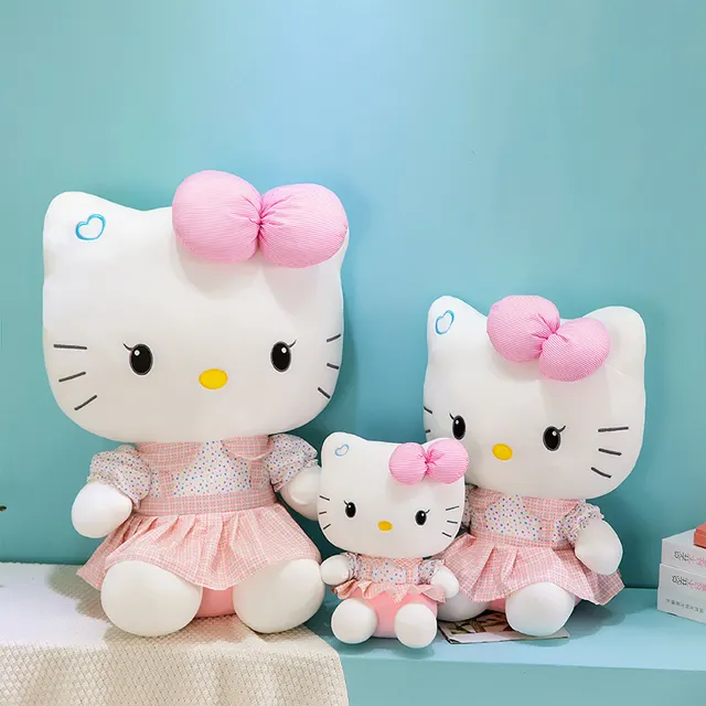 35-75cm venta al por mayor gótico Sanrio Hello KT gato juguetes de peluche muñecas figura juguetes personalizados anime super suave juguetes de peluche para niños