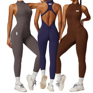 נשים חדר כושר סרבל zip עד בגדי גוף & סרבלים בגדי יוגה חליפות יוגה ספורט חליפות חתיכה אחת אימון romper
