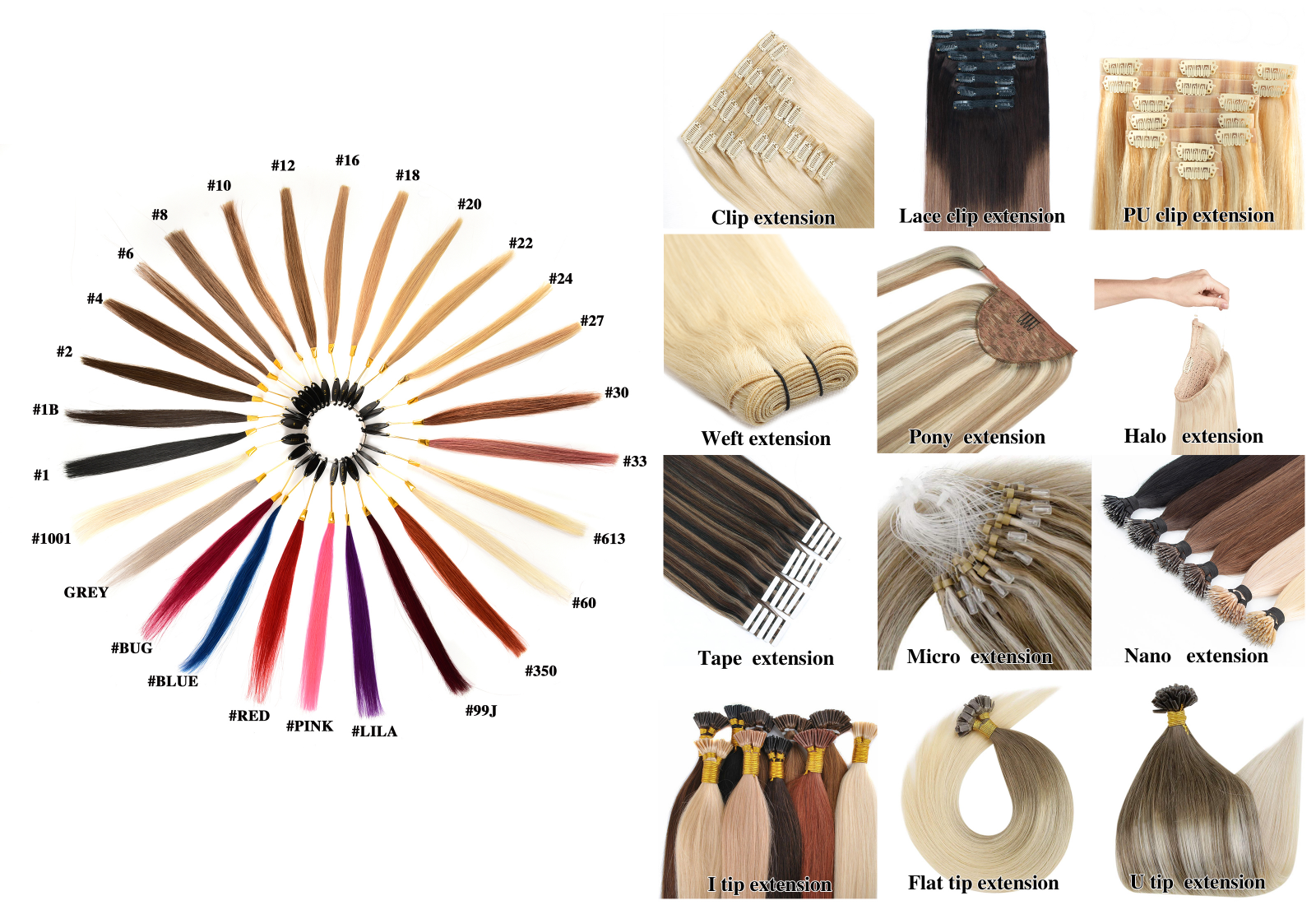 Extensiones de cabello al por mayor