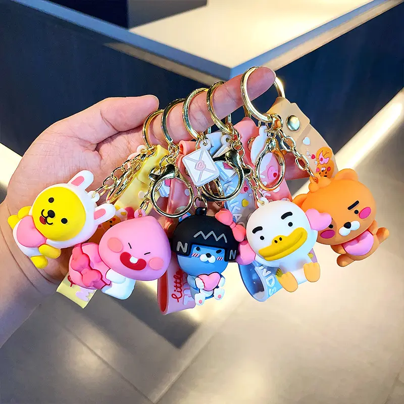 Милый мультяшный брелок Kakao Friends креативная мягкая резиновая игрушка брелок для ключей сумка для ключей детские подарки 3d силиконовая резиновая брелок