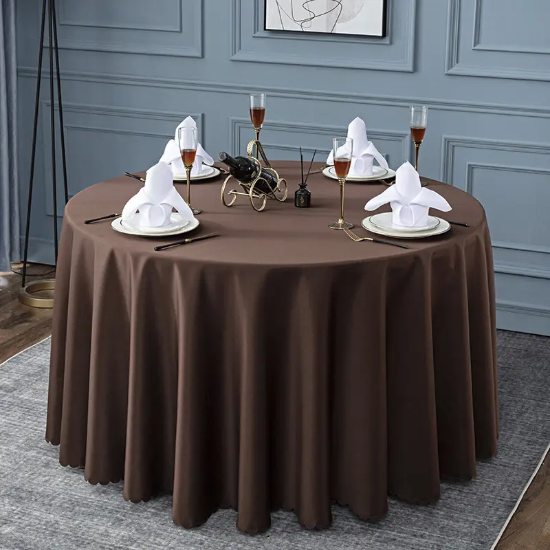 Toalha de mesa redonda de tecido grosso para banquetes de restaurante de cetim, pano de homenagem europeu