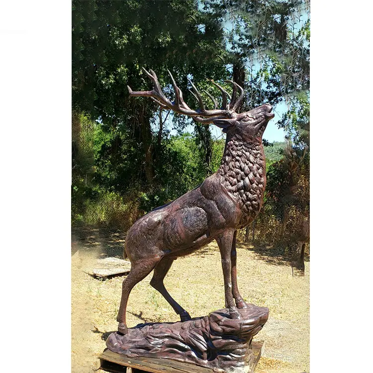 Açık bahçe süs metal hayvan figürleri bakır bronz pirinç geyik heykelleri fiyatları
