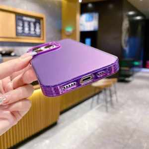 Iphone 15 proメタルカメラリング用のクリアバックカバーに焦点を当てますiphone 14 promax用の高品質の耐衝撃電話ケース