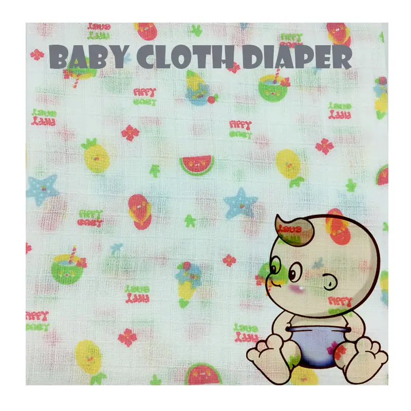 100% Cotton Colorful Recycled China Prefold sunny Baby custom printed Cloth Diapers