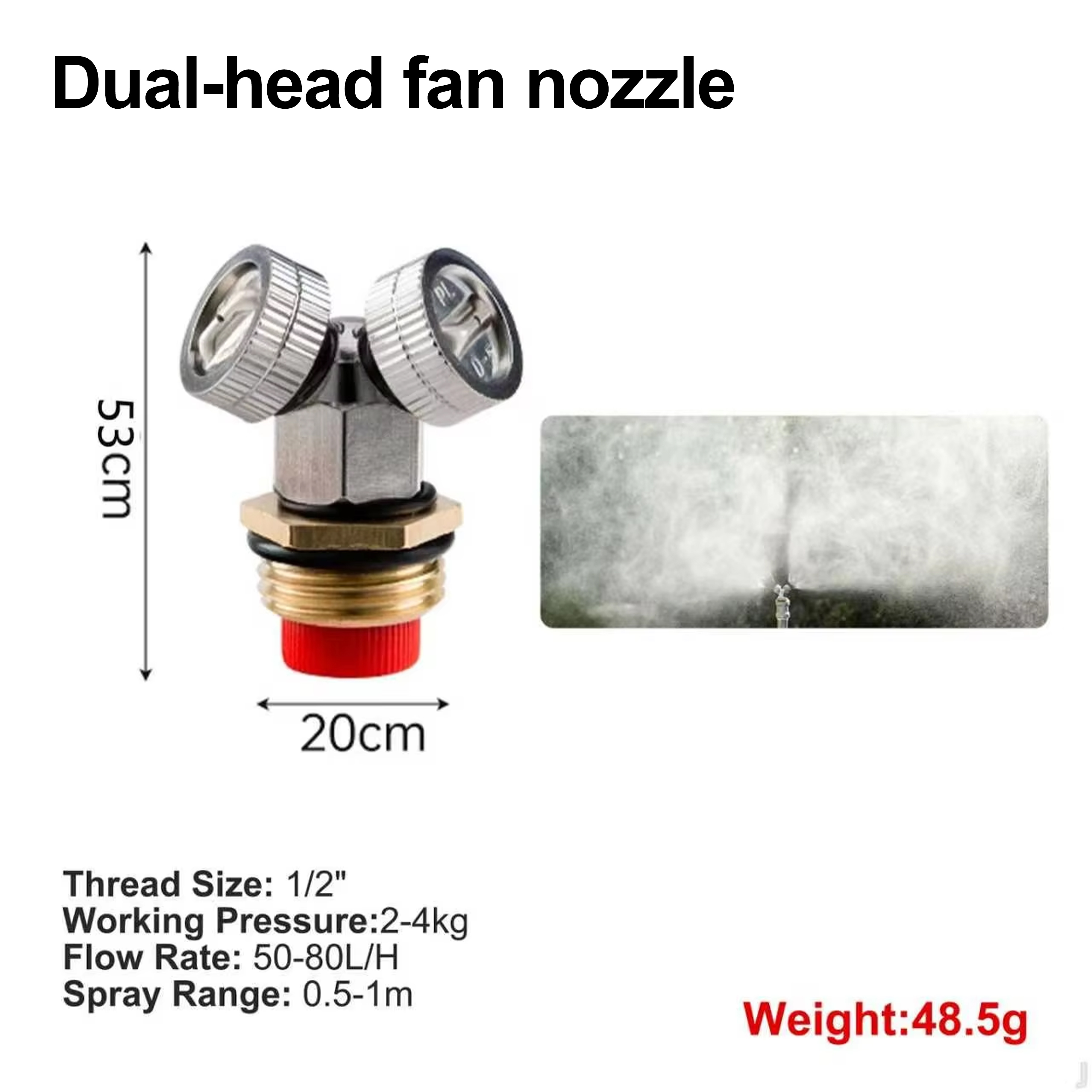 Boquilla de ventilador de doble cabezal
