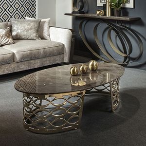 Mermer yüzey ile lüks altın çay masası ev için mükemmel yan veya merkezi masa - Product Image 5