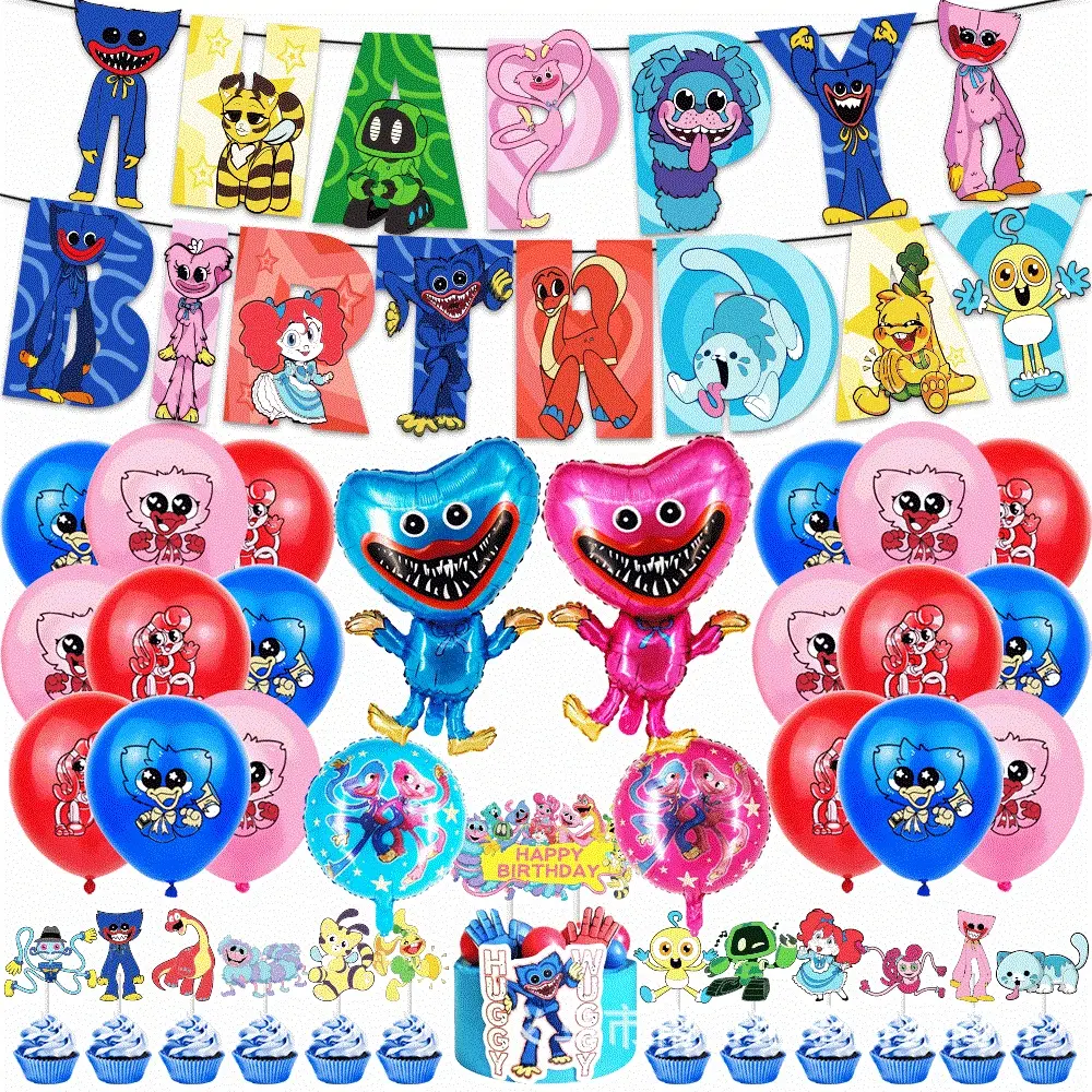 Playtime Set balon cetak 12 inci dekorasi pesta ulang tahun permainan Poppy bendera kue TopperChildren perlengkapan ulang tahun X4017