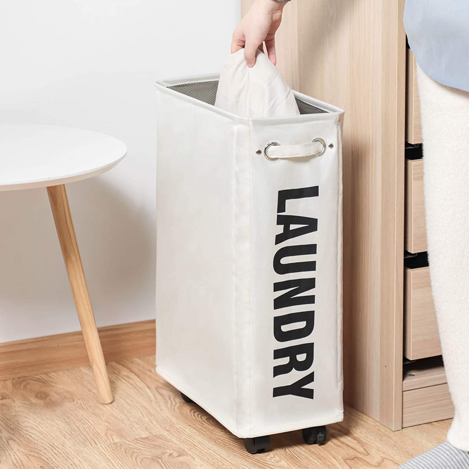 Collapsible Laundry Basket Hamper Rolling Rectangle Storage Bin Laundry Basket with Handles and wheels