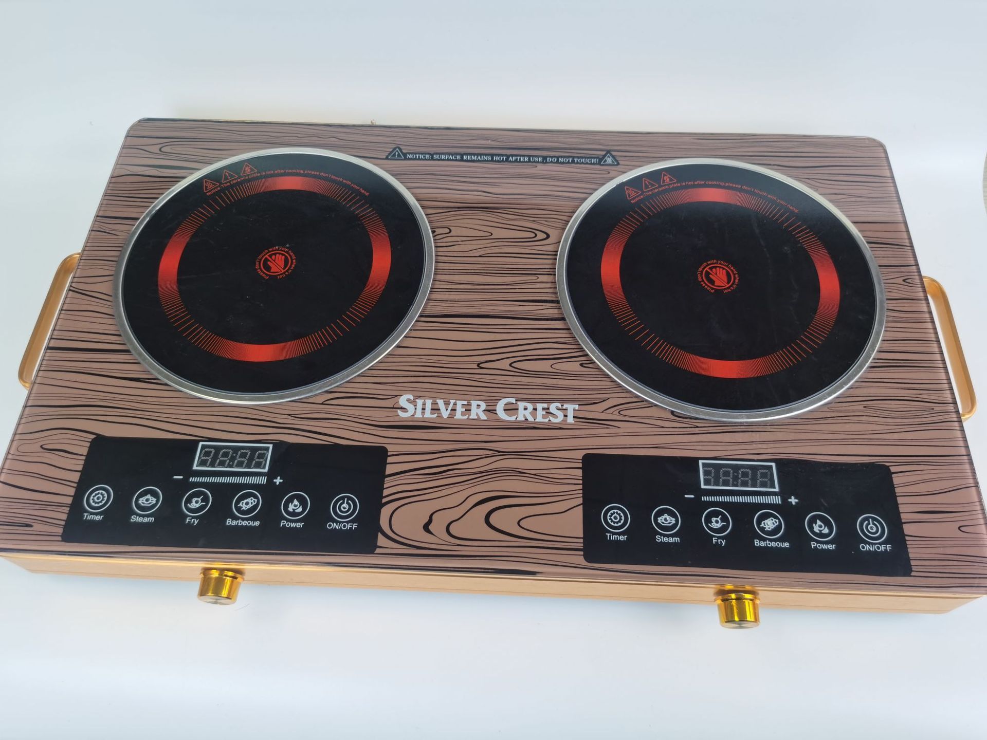 Wood grain gold double-head furnace