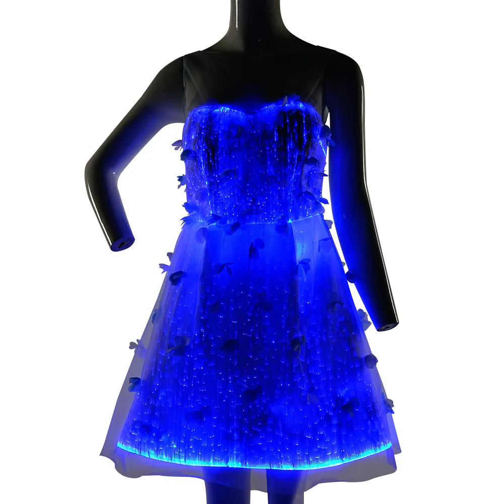 Led Fiber Optic Fabric Luminous Light Up Party Formelle Party kleider Sommerkleid ung für Mädchen Damen kleid