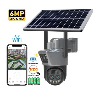 EseeCloud 10X Zoom 4G Sim Dual Lens Solar Powered Bullet Outdoor Three Lens PTZ Auto Tracking Wireless Wifi IP <strong>Cameras</strong> Security - Product Image 1