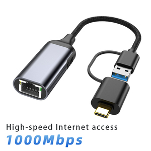 Nuovo arrivo 1000M Gigabit Notebook scheda di rete Ethernet tipo-C USB 3.1 RJ45 Dual-Head convertitore di rete hub USB Typo C