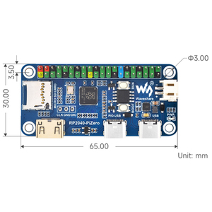 Scheda di sviluppo RP2040-PiZero Base su RP2040 16MB di memoria Flash USB tipo C Mini porta compatibile con Slot per scheda TF - Product Image 5
