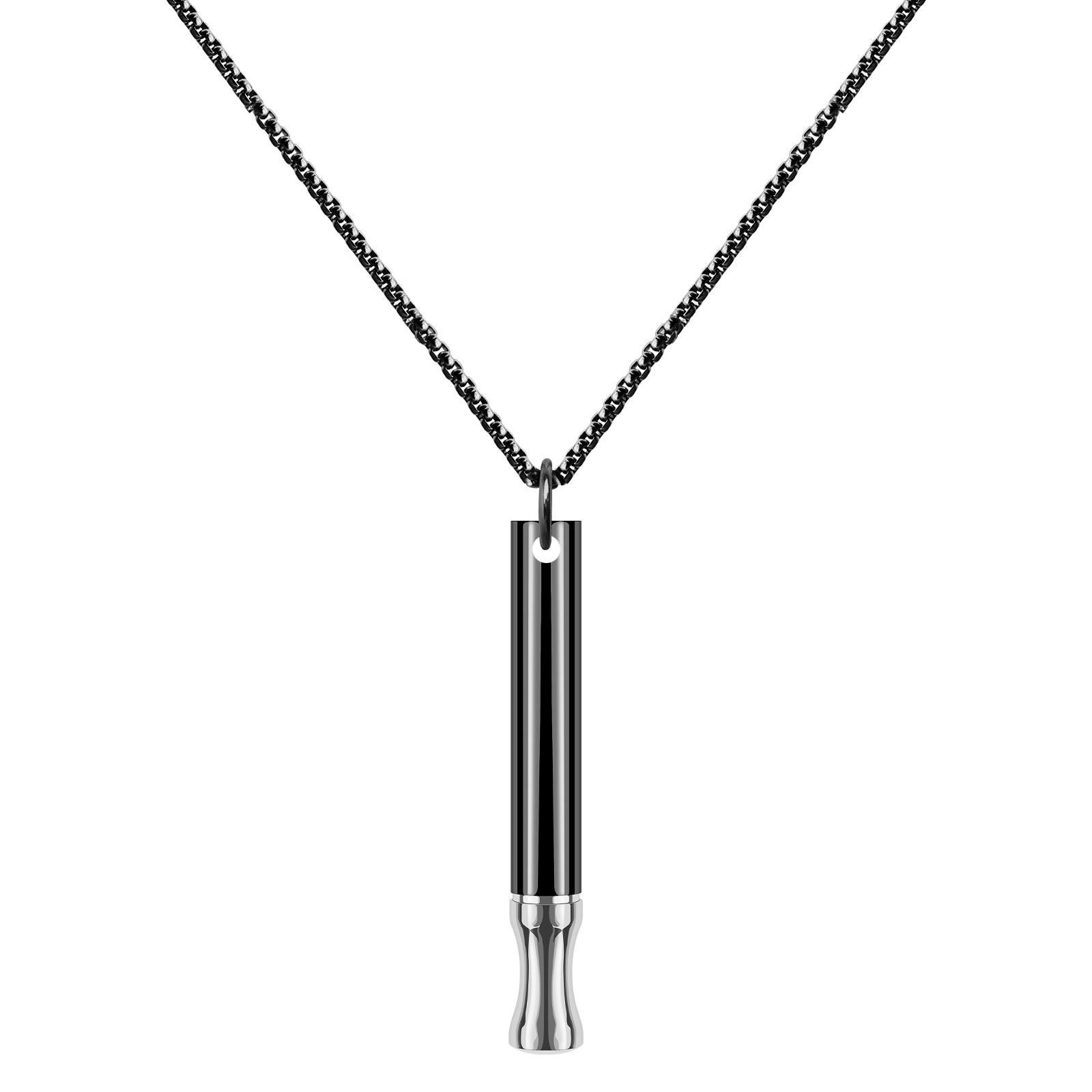 Silver Black Inhaler Necklace
