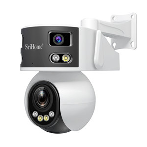 8MP 3เลนส์มุมกว้างพิเศษเชื่อมต่อกับกล้องวงจรปิดกล้อง IP มุมมองแบบพาโนรามา180 ° ซูม10x PTZ - Product Image 4