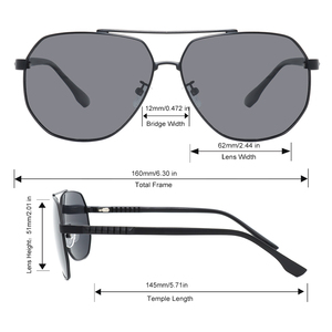 YC 2025 unisex phân cực Kính mát cao cấp cổ điển thời trang vuông Pilot hàng không Shades xu hướng kim loại tac cho nam giới phụ nữ - Product Image 5