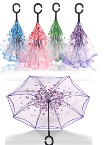 C形透明双层倒伞汽车防水直伞户外手柄倒伞W24-128 - Product Image 4