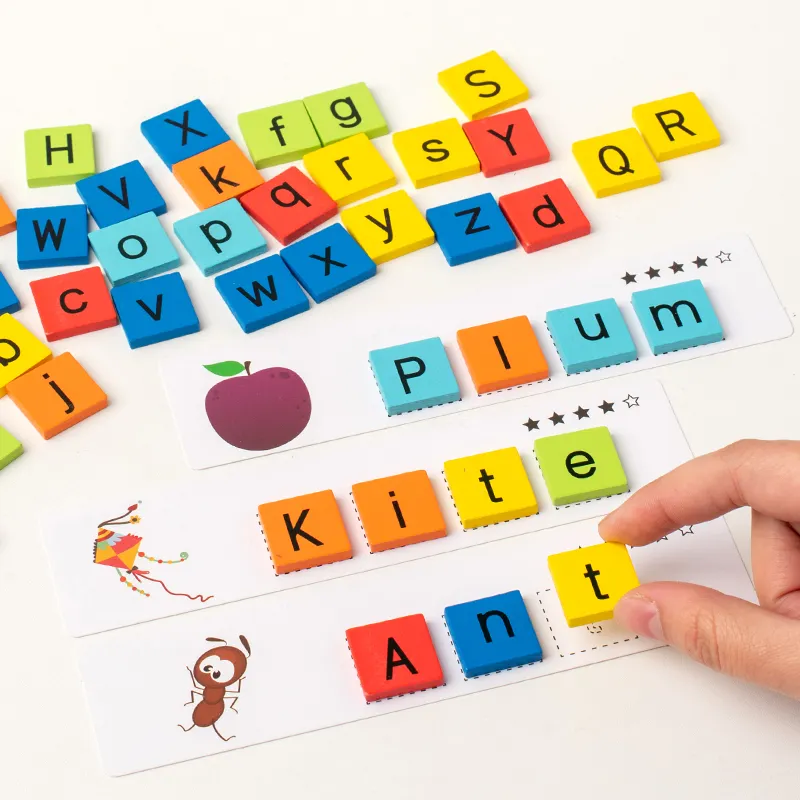 Set di lettere giocattolo per bambini Montessori puzzle in legno per bambini lettere abbinate libro per bambini puzzle divertente gioco di corrispondenza di parole