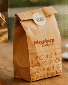 Cấp thực phẩm phân hủy sinh học dầu bằng chứng Kraft túi giấy cho bánh mì bánh sandwich bánh mì nướng-Đáy phẳng tùy chỉnh mockup Túi - Product Image 1