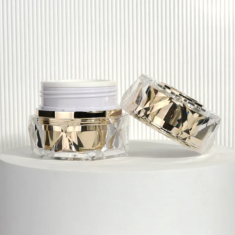 Luxe Elegante 30G 50G Crème Cosmetische Container Glans Transparante Gouden Pot