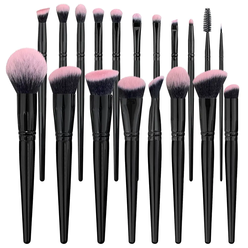 Set di pennelli professionale 18 pz Set di pennelli per il trucco nero/rosa fondotinta ombretto rossetto cosmetici che utilizzano strumenti