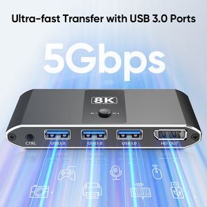 Original Factory 2 Way 8k 60HZ HDMI <strong>KVM</strong> <strong>Switch</strong> 2 Port USB 3.0 Desktop Control for Meeting Household Use HDMI <strong>KVM</strong>