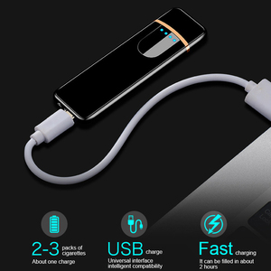 定制LOGO新款超薄<span class=keywords><strong>USB</strong></span>触摸屏电子小型电动打火机男士礼品