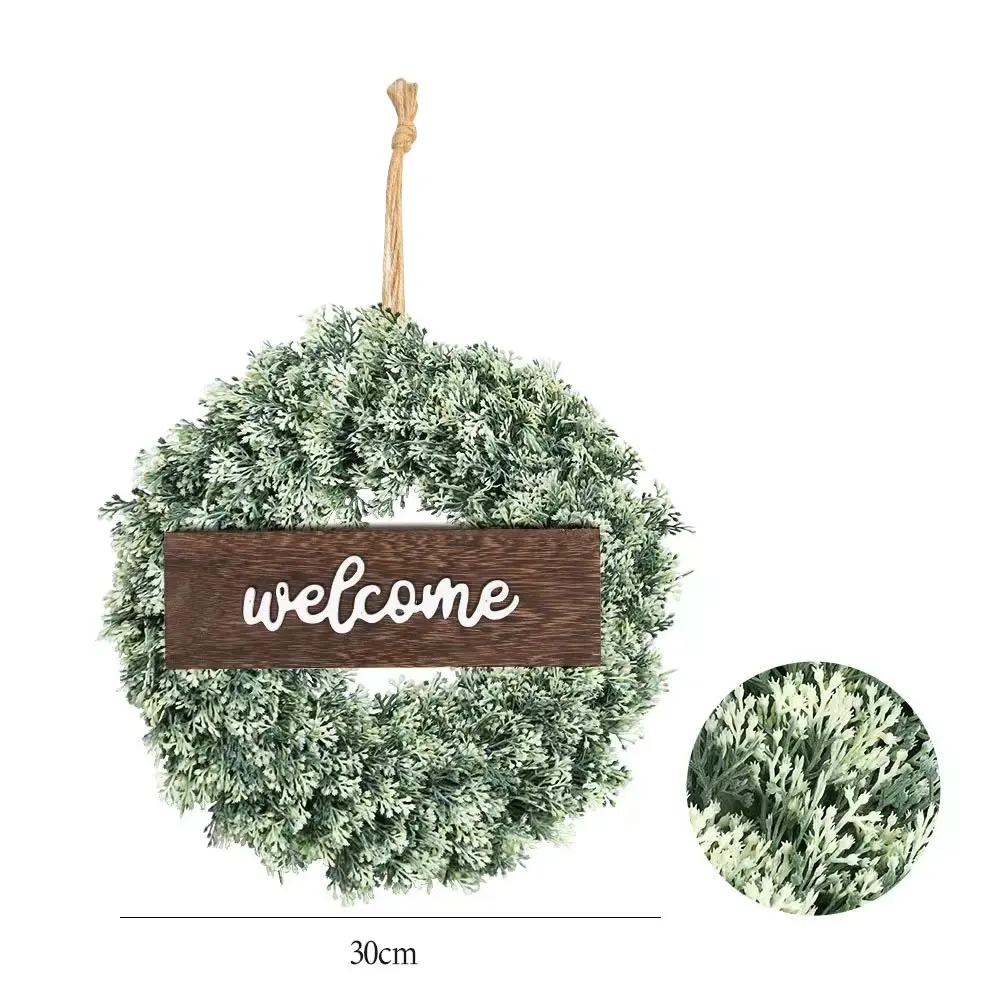 Wholesale custom wedding eucalyptus wreath home door and window hanging decoration simulation green flower wreath