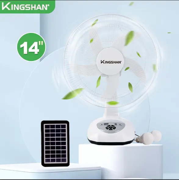 14 INCH 9 Speeds 6V Electric Charging AC/DC Solar Desk Fan With LED Light Rechargeable Table Fan