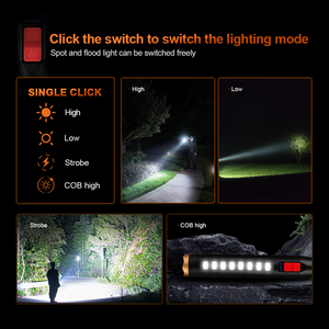 Có thể sạc lại 2000mAh COB nhẹ Lũ lụt Tác động kháng đối với an ninh nhà đêm câu cá Bóng Chày BAT đèn pin - Product Image 4