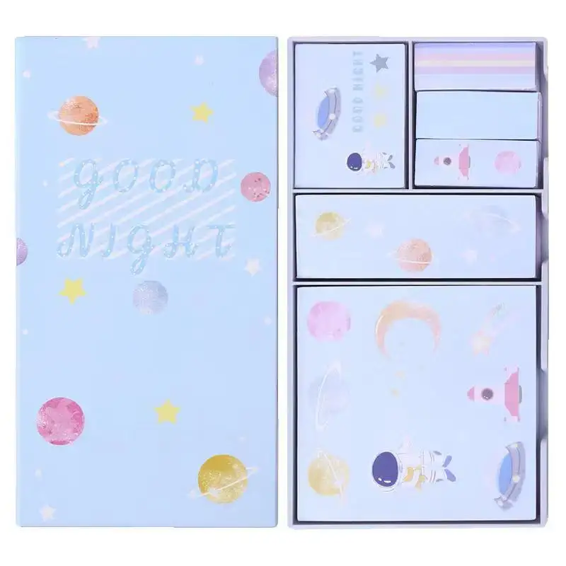 Venta al por mayor Color Creative Cute Girl Kawaii Sticky Notes Memo Set Holder