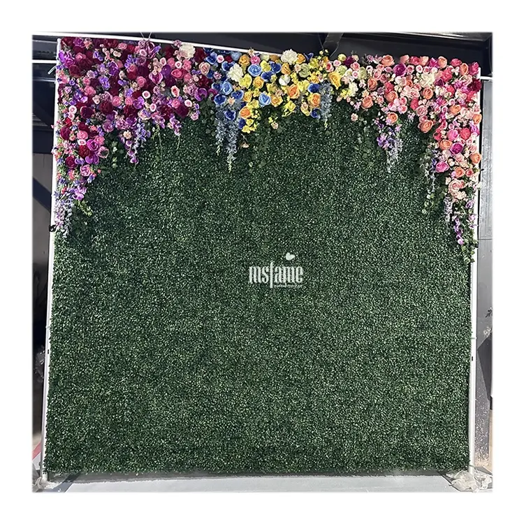MSFAME çit çit yeşil yaprak çim duvarlar düğün çiçekler düğün için yapay çiçek duvar zemin