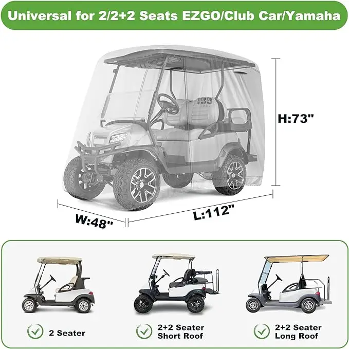 Waterproof Sunproof Golf Cart Cover Outdoor Golf Cart Cover Heavy Duty Golf Cart Cover