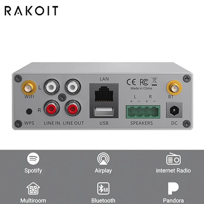 Rakoit mini amplificador auditivo a50 +, amplificador de alta qualidade para home theater, com som estéreo e baixo
