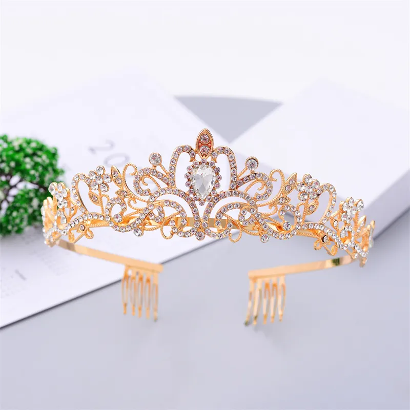Delicado Cristal Tiara Coroa Prato De Casamento Cabelo Headband Decorar Aniversário Headdress Dança Para Mulheres Presente