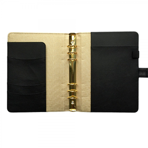 Luxury Business Custom Debossed Logo Gift Loose Leaf Cover Binder Soft Black PU Leather Printed <strong>Notebook</strong> - Product Image 1