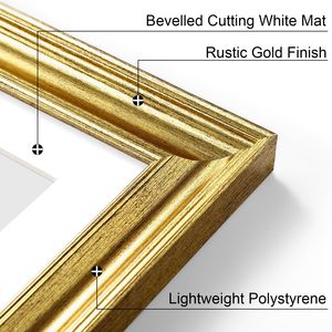 Mộc mạc vàng Tường Tabletop PS gỗ 8x10 5x7 hình ảnh khung trang trí công phu ảnh cổ điển hiển thị khung với Mat cho tường - Product Image 3