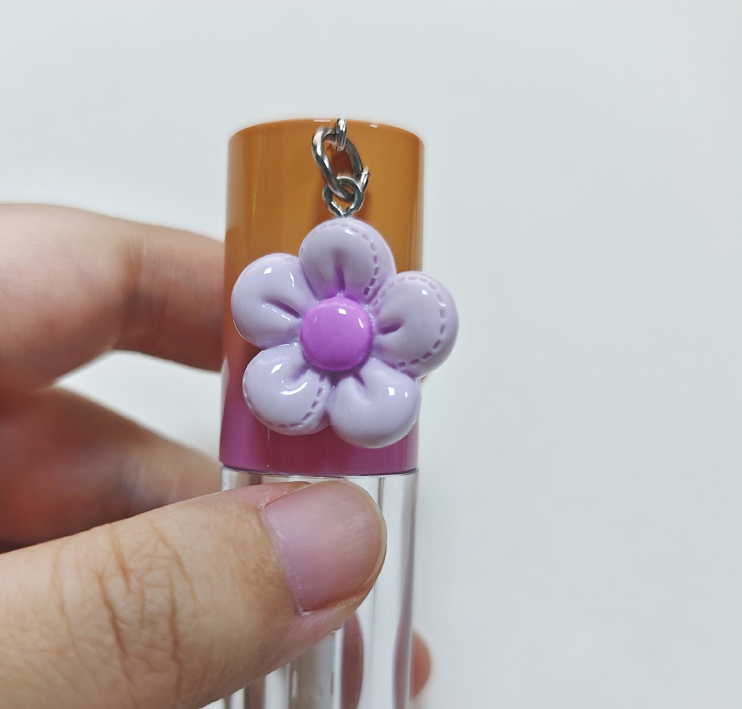 Tubo sfumato arancione-viola + Ciondolo fiore viola