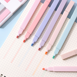 X1028-2 toptan özel Logo floresan Macaroon Pastel renk vurgulayıcı dikdörtgen işaretleyici kalem çocuklar için promosyon - Product Image 3